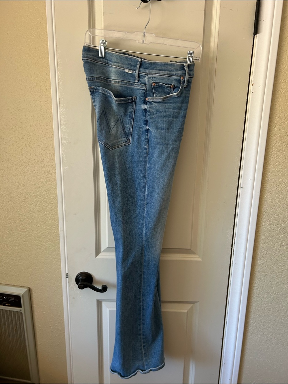 MOTHER Light Blue Flare Jeans The Down Low Weekender Sneak